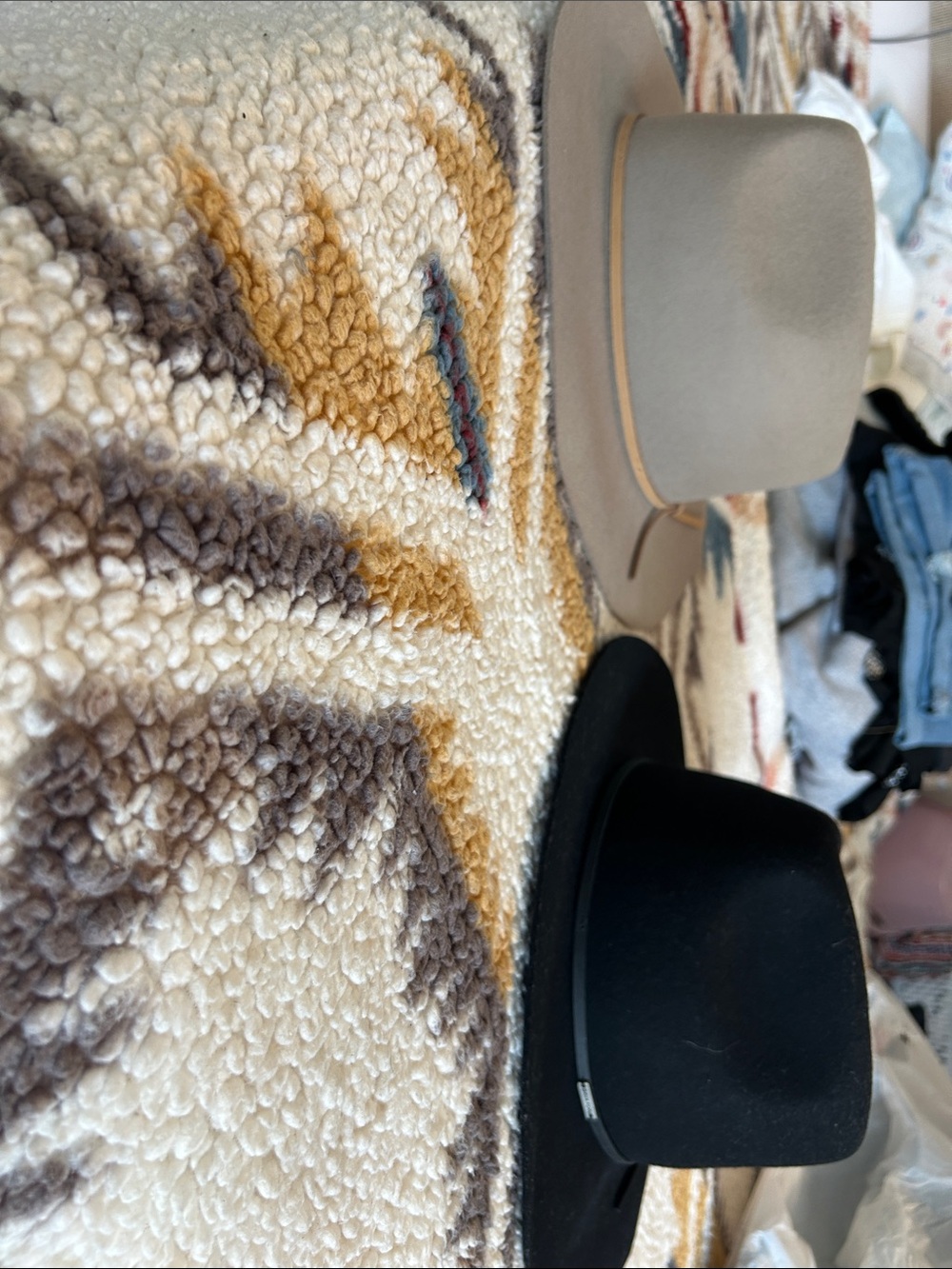 Brixton Black and Taupe Wide-Brim Wool Felt Fedora Hats